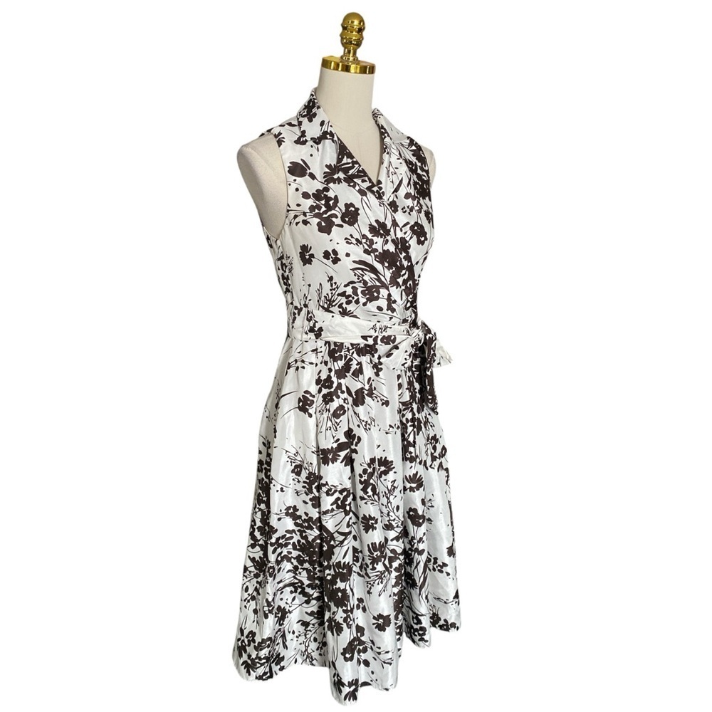 Dressbarn Women’s Fit & Flare Floral Pleated Sleeveless Collared Midi Dress Sz 4 - Picture 5 of 12